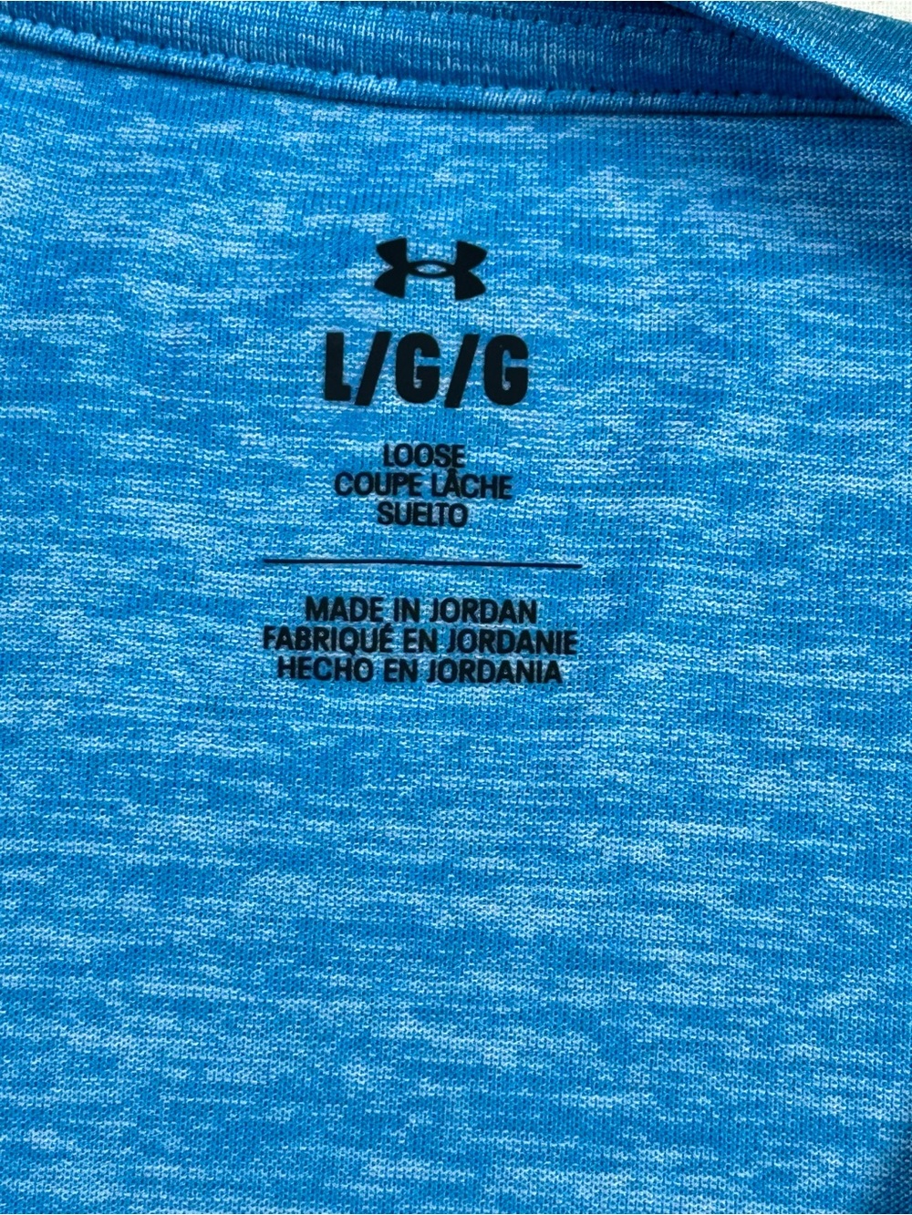 Under Armour Blue Heather V-Neck Performance Tee women’s large - Picture 2 of 4